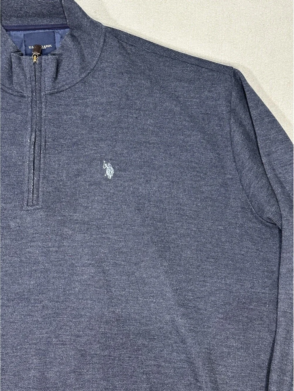 U.S. Polo Assn 3XLT Quarter Zip Sweater Mens Blue Pullover Big Tall Logo Casual